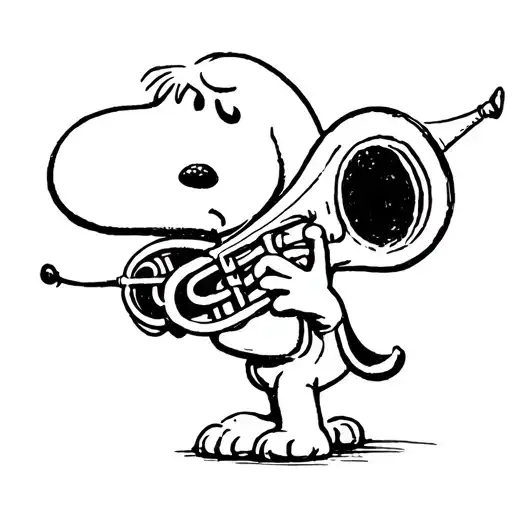 Snoopy Playing French Horn