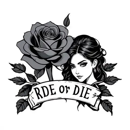Couple Tattoo For A Mc Couple Include A Rose And Ride Or Die