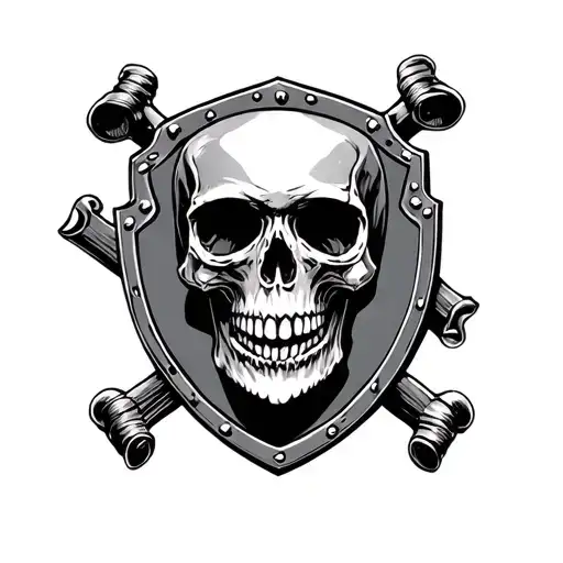 Harley Bar And Shield Adorned Skull Surrounded