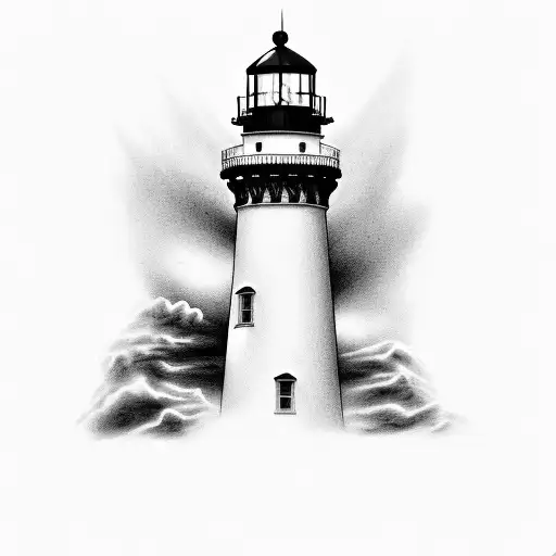 Black And White Realism Lighthouse
