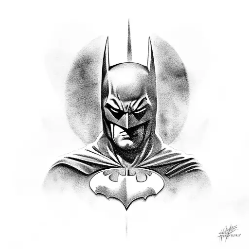 A Black And Grey Portrait Of Batman In A Vintage Camera