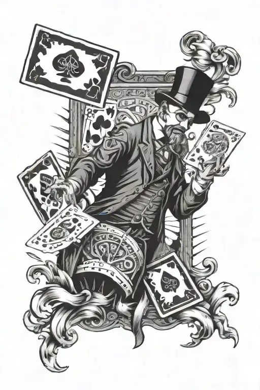 Magician Shuffling Deck Of Card Up In The Air Plane