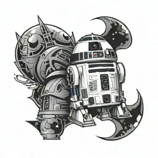 Matching Star Wars Tattoos With A Modern Twist In A Black-grey Style