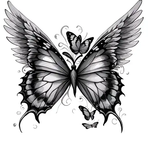 Angel Wing Blending Into Butterflies