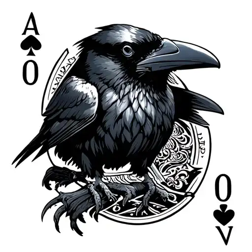 Raven And Playing Cards