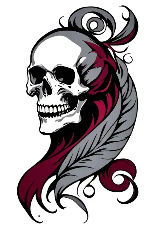 Skull With Maroon Highlights