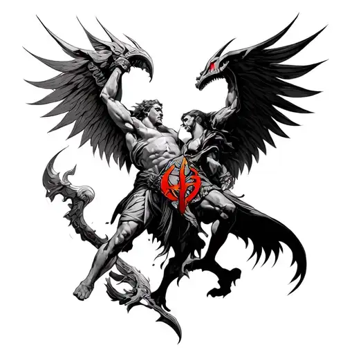 Italian Sculpture Warrior Good Vs Evil