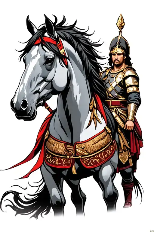 Roman Stallion With Soldier