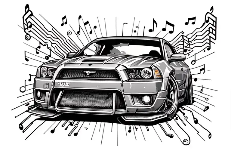 Car And Electronic Circuit Board With Music Notes