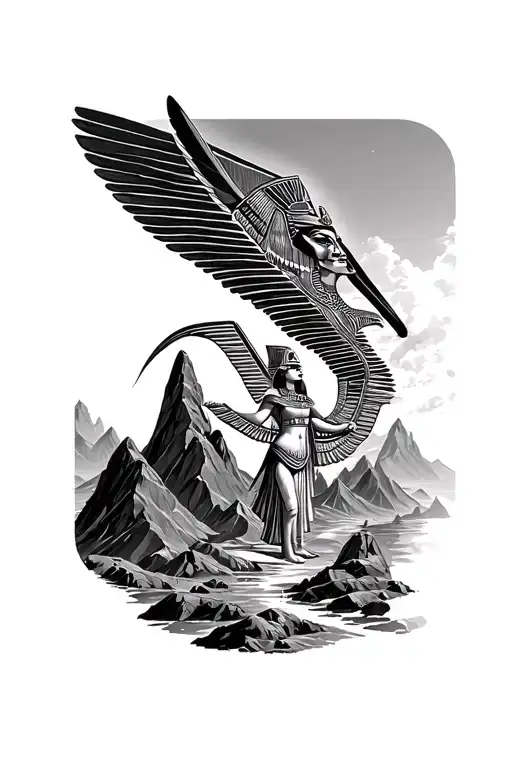 Egyptian Mythology And Mountain Landscape