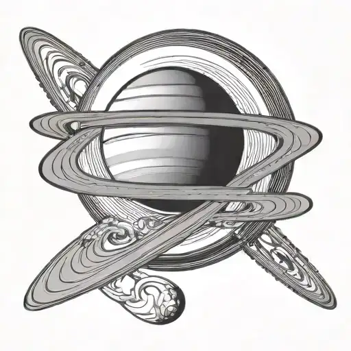 Tattoo Design Of A 3D Detailed Saturn With A 3D Detailed Infinity Symbol Instead Of Saturns Ring