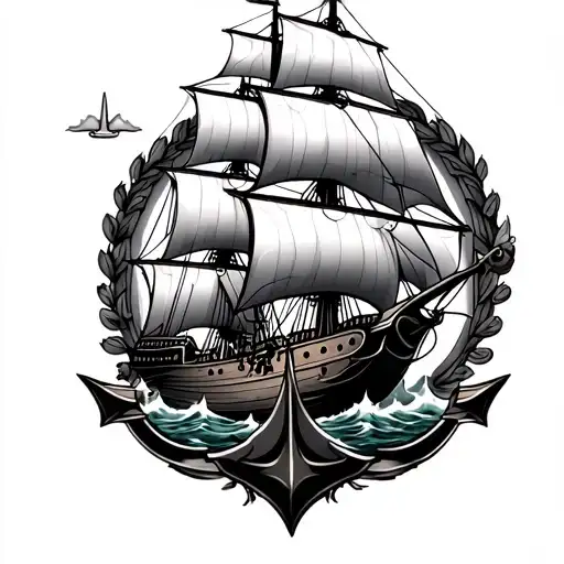 Ship And Anchor Surrounded
