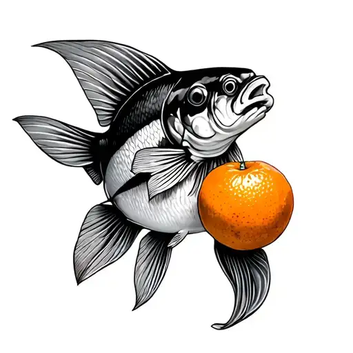 Fish Holding An Orange In Its Mouth