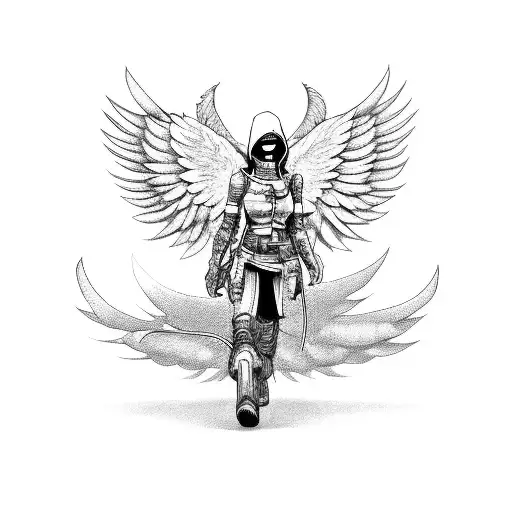 A Hacker With Angel Wings Fighting Against A Virus Monster