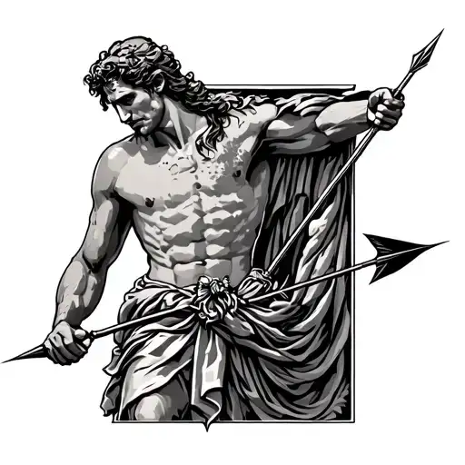 Very Basic Tattoo Around Story Of Achilles Getting Shot By Arrow In Achilles Heel
