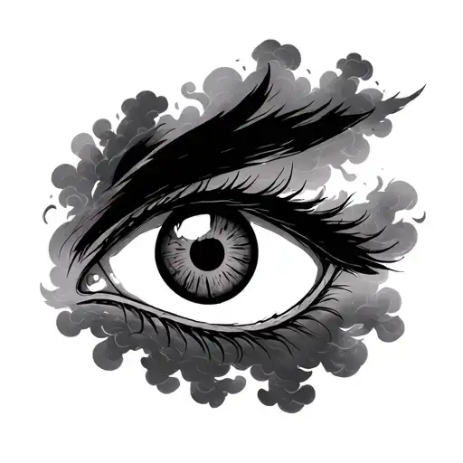 Only Itachi Uchiha Sharingan Eye Tattoo For Top Shoulder Arm With Cloud Shading All The Way Down