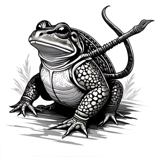 Samurai Toad In Forest
