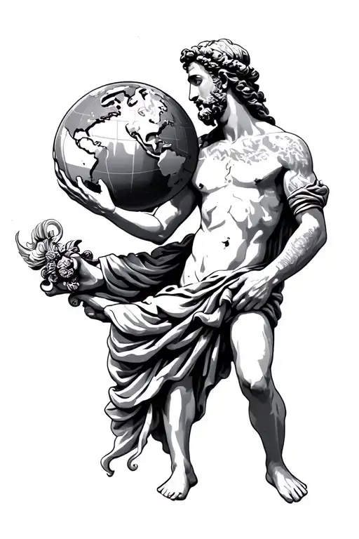Greek God Atlas Holding World