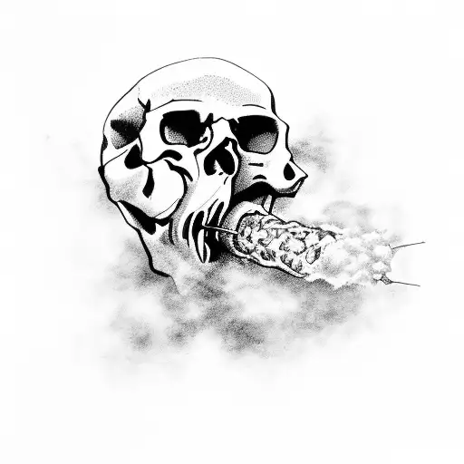 Skull With Joint In His Mouth And The Smoke Is The Galaxy