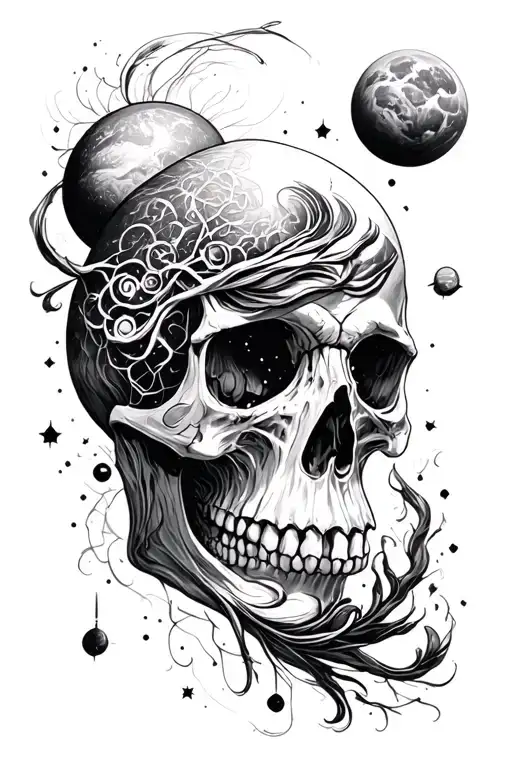 Hour With Universe And Skull Soft Shading