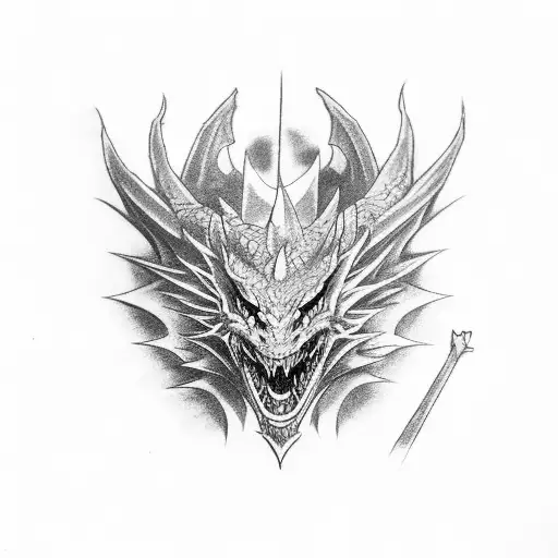 Dragon Medieval Con Alas Para Una Manga Completa En El Brazo