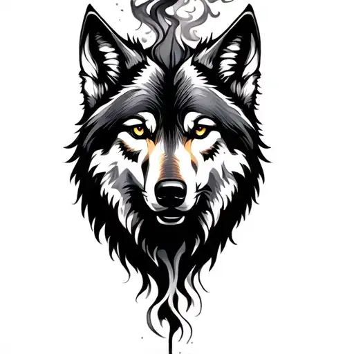 Wolf Body Fading Into Smoke Forming The Shape