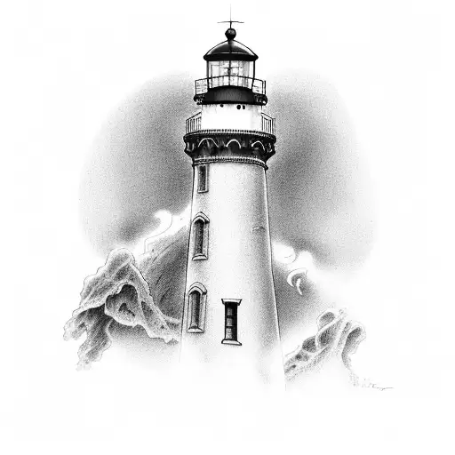 Black And White Realism Lighthouse