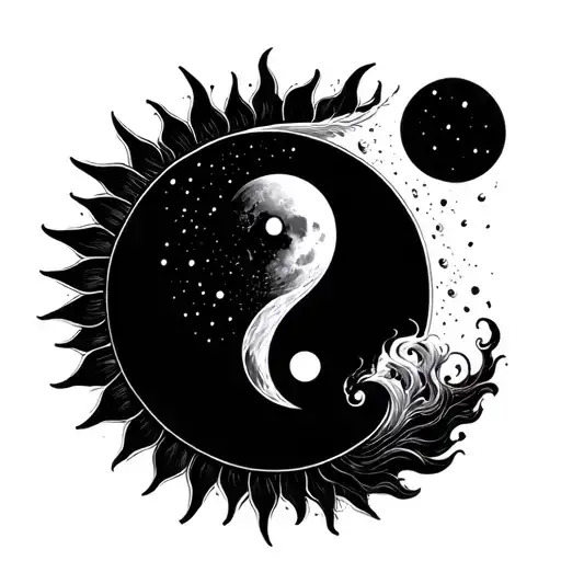Ying Yang Sea Sun And Night And A Moon
