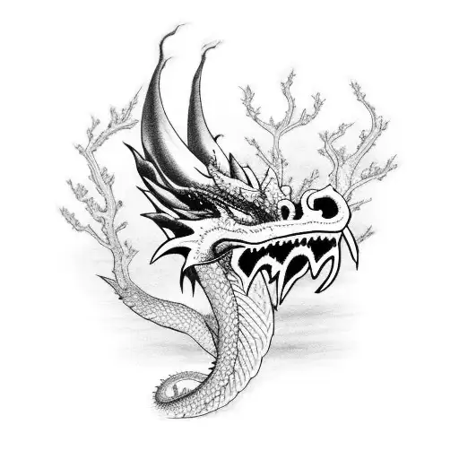 Dragon And Cherry Blossom Tree Leg Sleeve