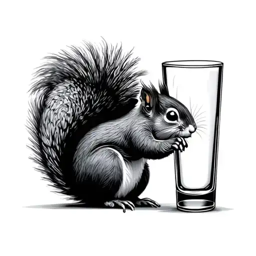 Line Art Squirrel A Shot Glass