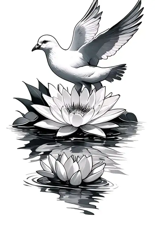 Dove And Water Lily