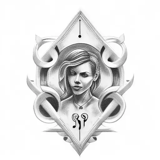 Create A Tattoo Of A Music-themed Family Crest With Your Wife's Portrait At The Center