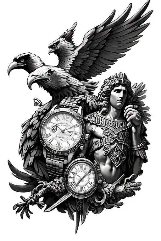Watches 3D With Eagle And Full War God Hermes Behind