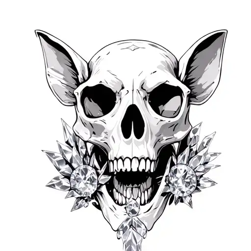 Animal Skull With Crystals Growing