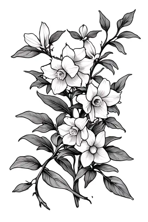 Leaf Vine With Narcissus Flowers Wrapping