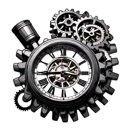 Machines Gears Pistons Clock