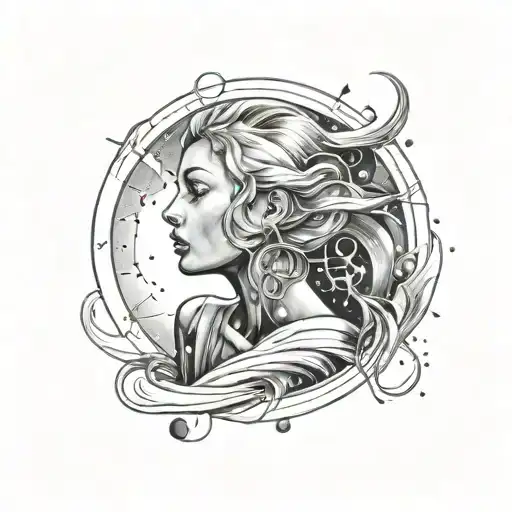 Space-inspired Tattoo Of A Cosmic Female Embracing The Universe