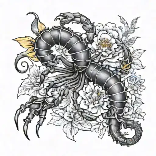 Scorpio Sign With Marigold Flowers