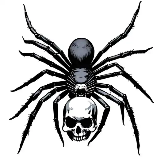 Black Widow Spider With Skulls Surrounded