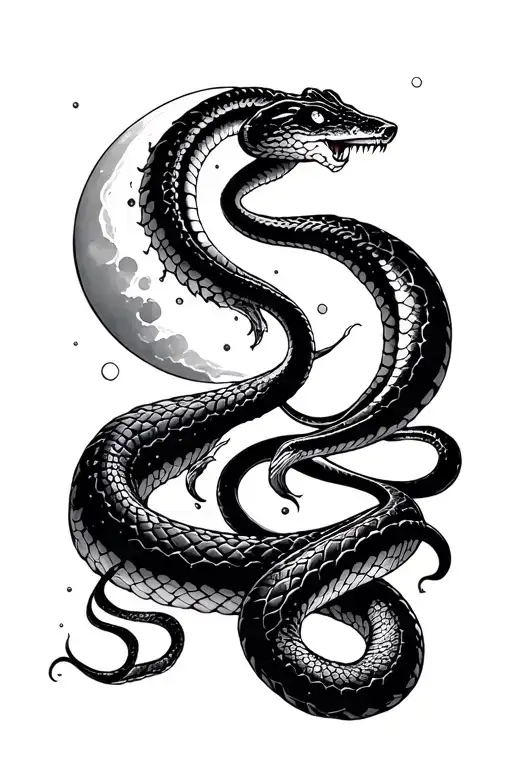 Snake Shedding Skin On The Moon