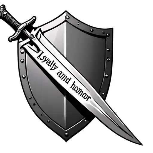 Sword And Shield With Banner That Says Loyalty And Honor