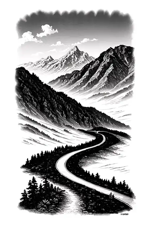 Winding Road Through A Mountain Pass Forearm
