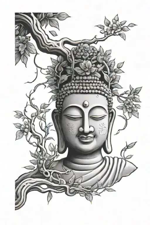 Smiling Budda And Tree Of Life