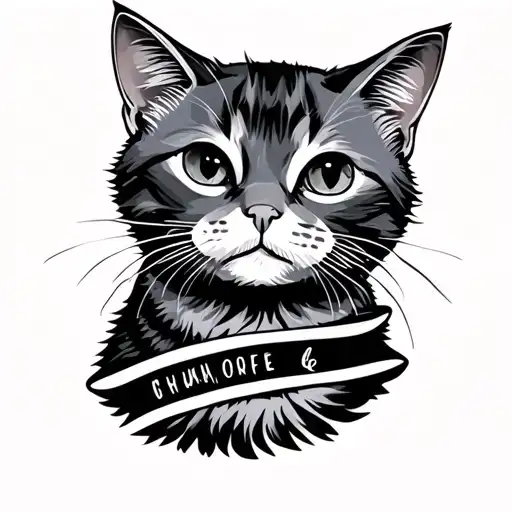 Minimalistic Cat With Name Written