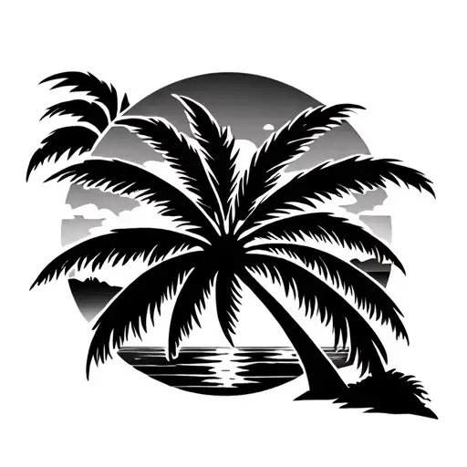 Palm Tree And Sunset Sky