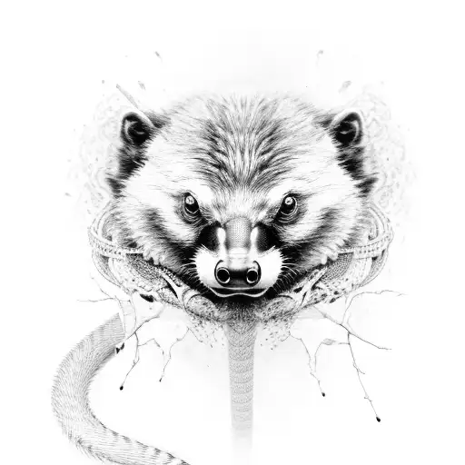 Honey Badger With Snake