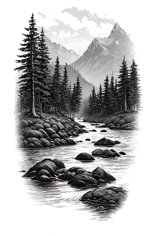 Forest Valley With River