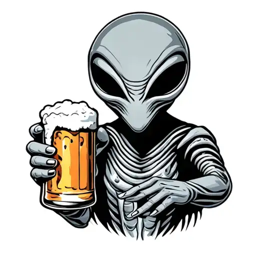 Alien Holding A Beer