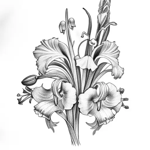 Gladiolus With Lily Of The Valley