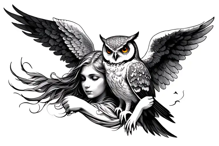 Angel And Owl Surrounded